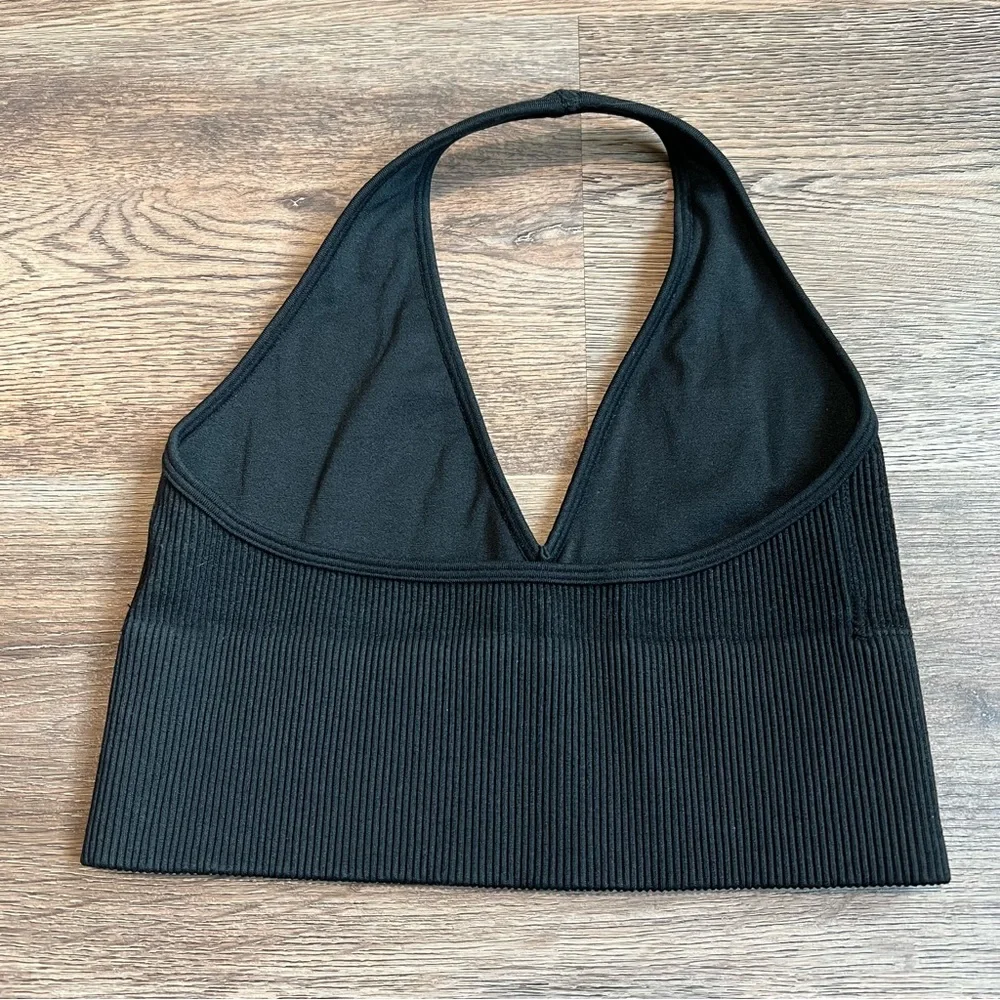 Gilly Hicks Black Halter Neck Ribbed Top - Picture 2 of 3